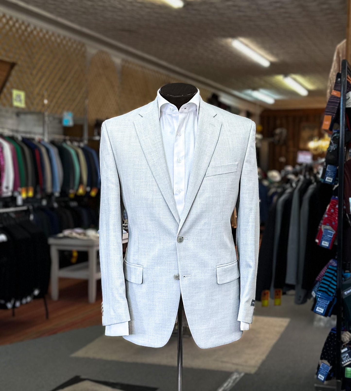 Michael Kors Herringbone Blazer - Light Grey/Silver