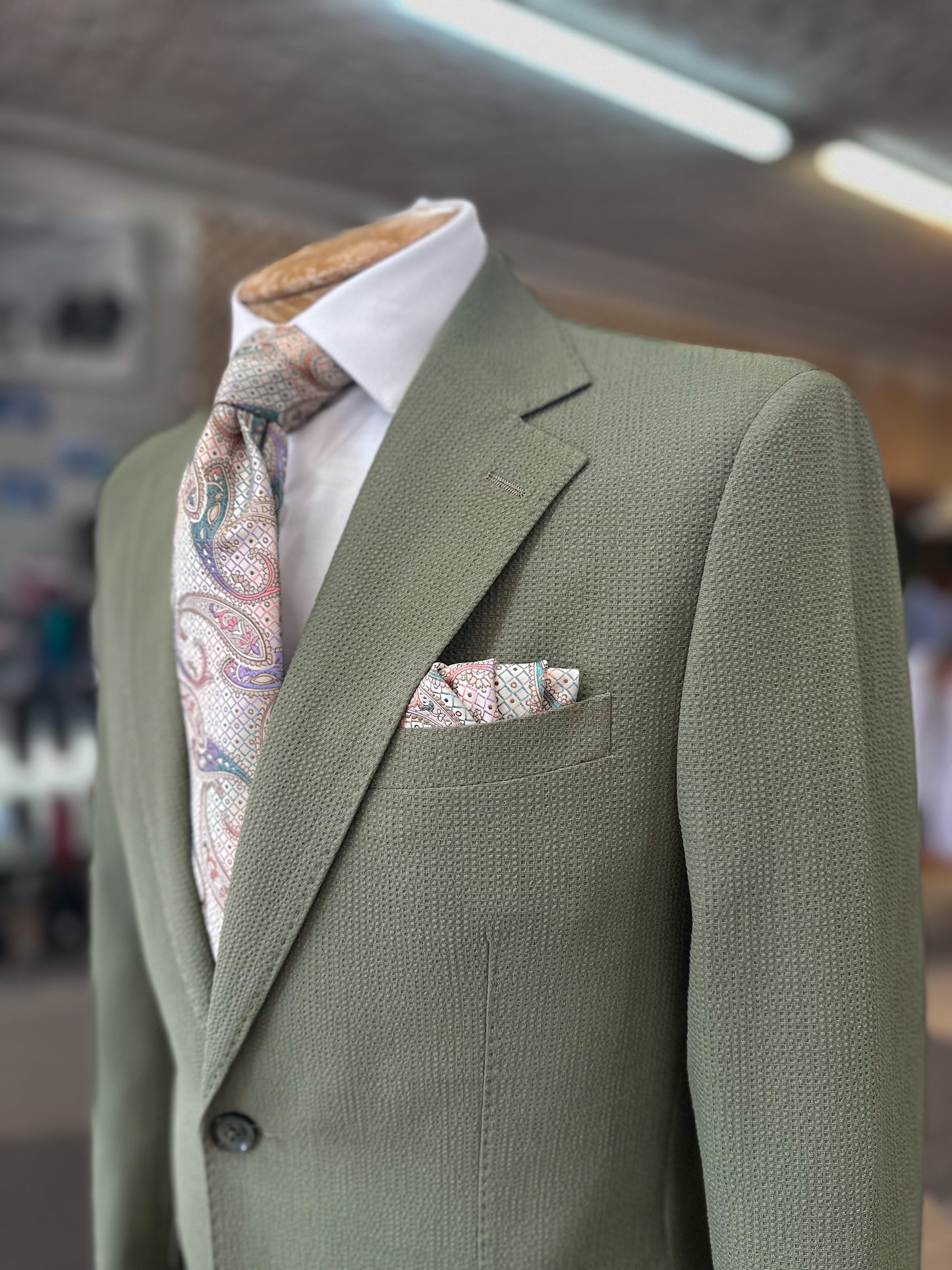 Sage Green Seer Sucker Suit