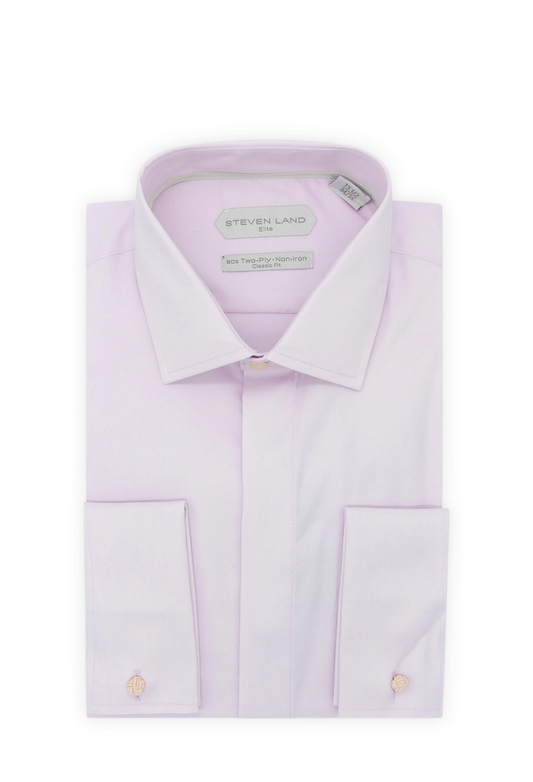 Hidden Buttons Non Iron 2 Way Stretch Shirt - Lilac