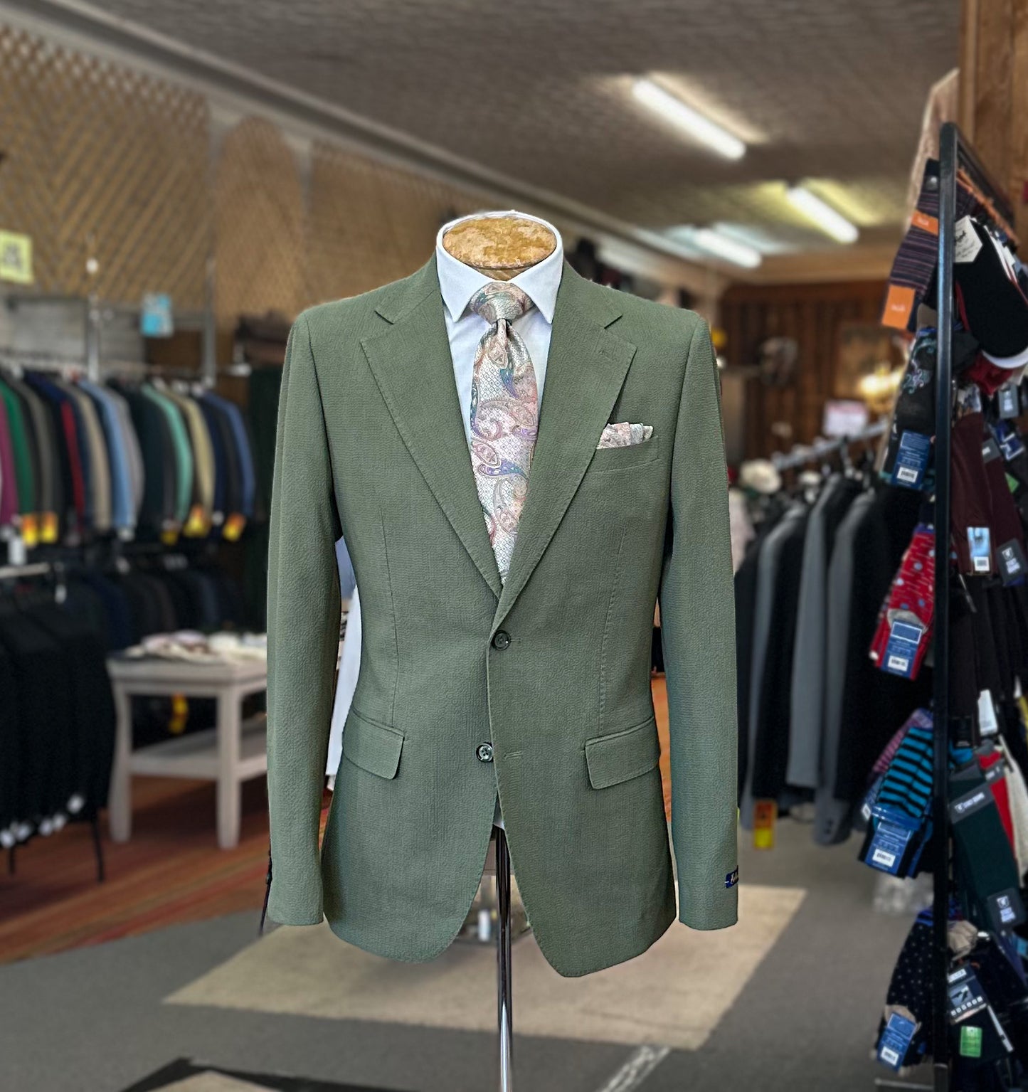 Sage Green Seer Sucker Suit