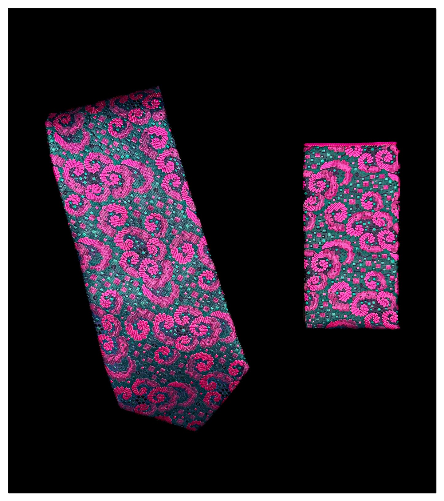 Paisley & Dot Neck Tie - Teal & Fuchsia