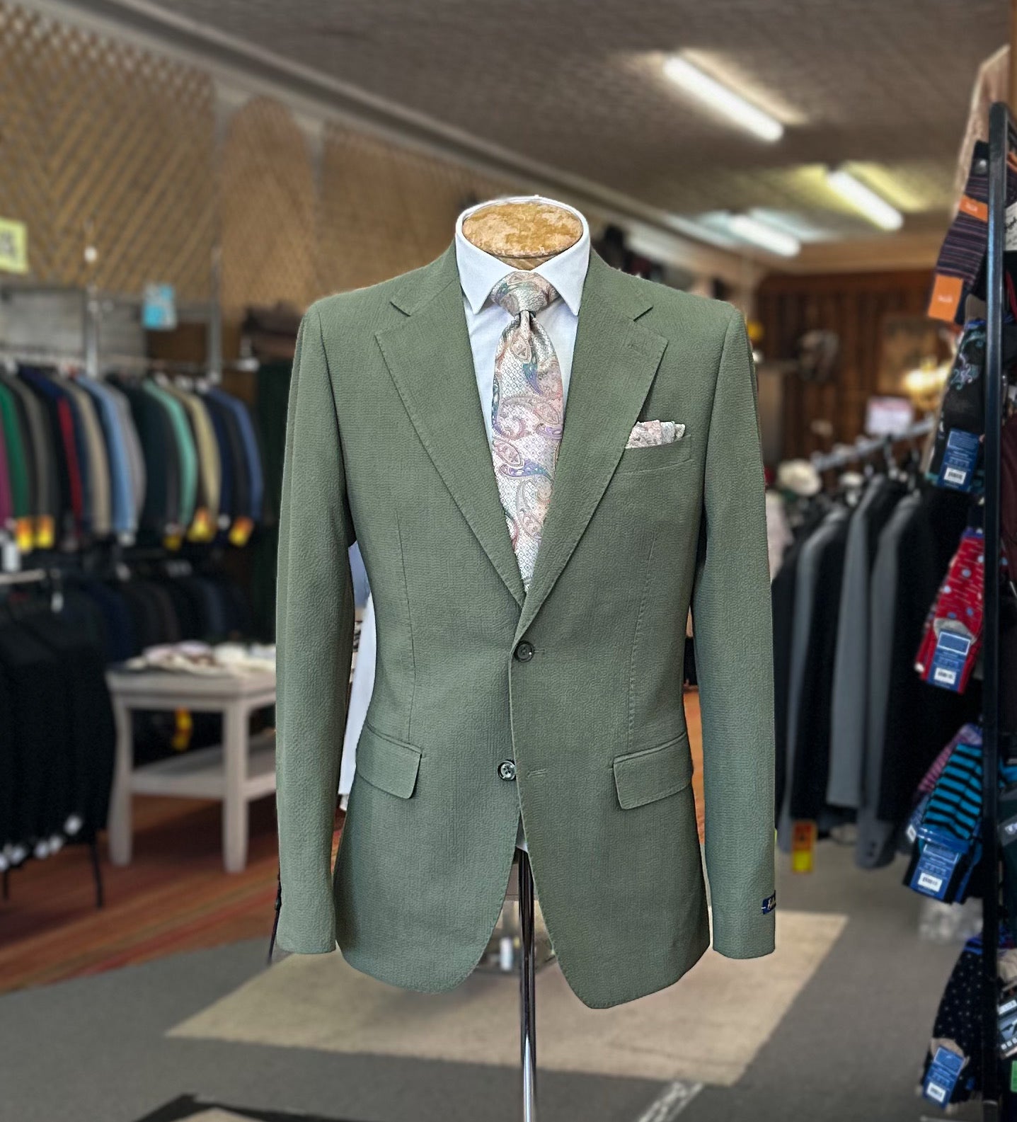 Canuti Seer Sucker Suit - Sage Green