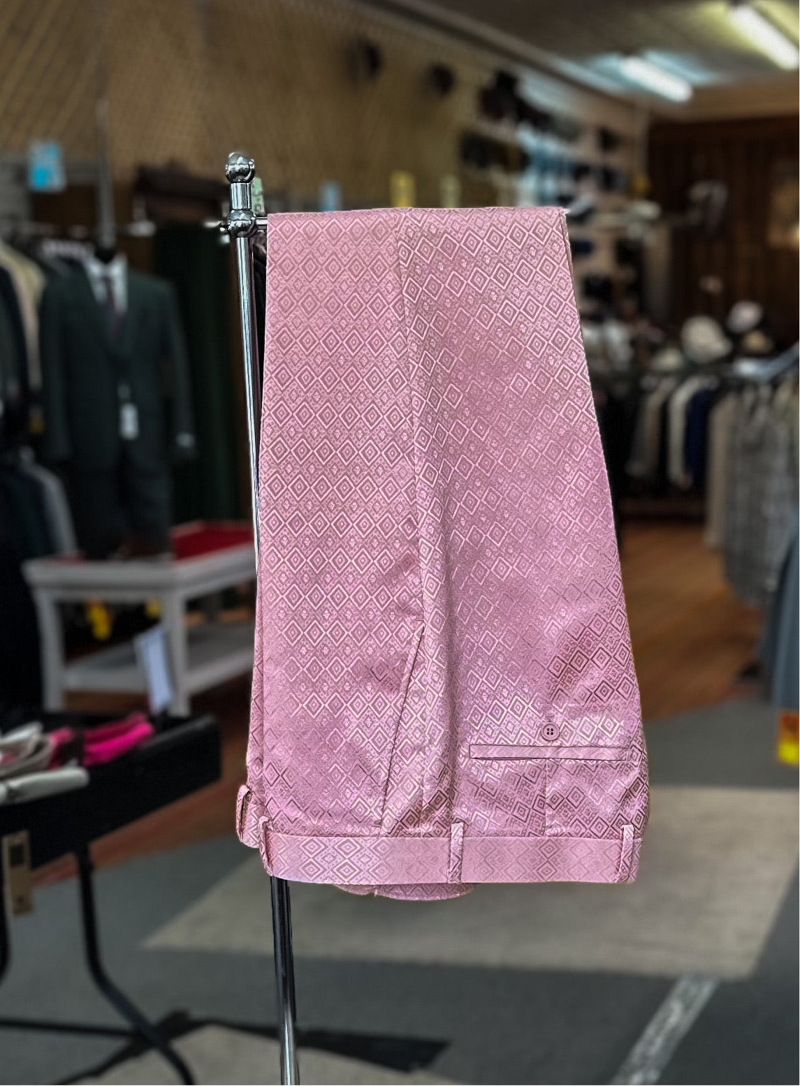 Diamond Printed 3 Piece Tuxedo - Pink