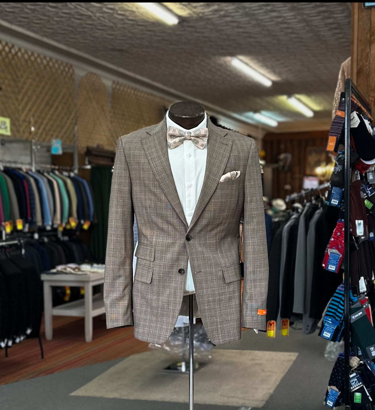 Brown/Tan Medium Plaid Suit