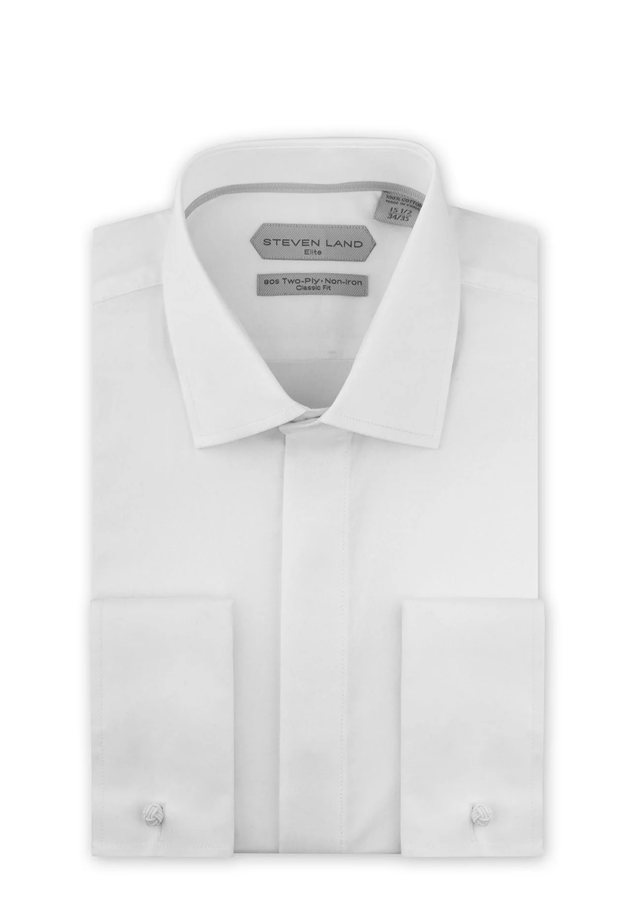 Hidden Buttons Non Iron 2 Way Stretch Shirt - White