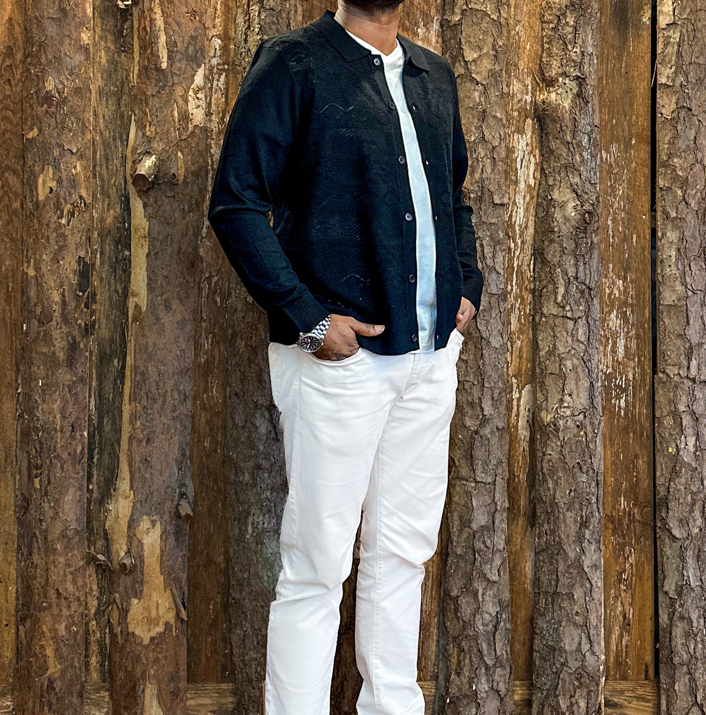 Cigar Signature Brand Knitted Cardigan - Black