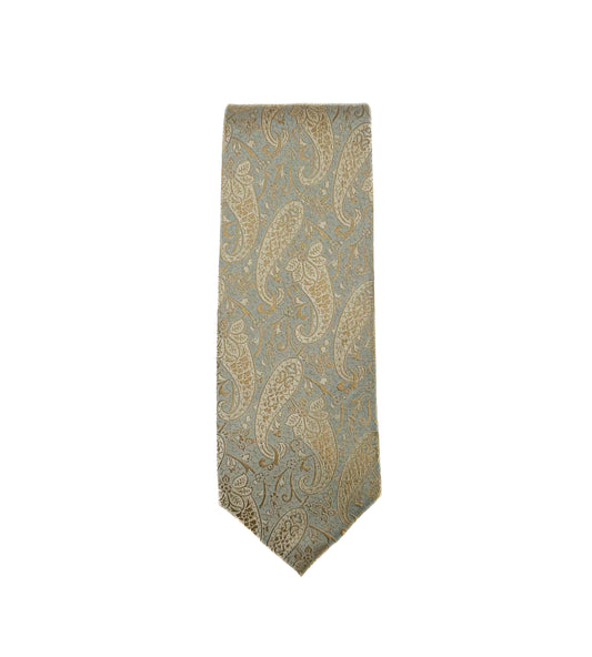 Paisley Neck Tie - Light Sage & Champagne