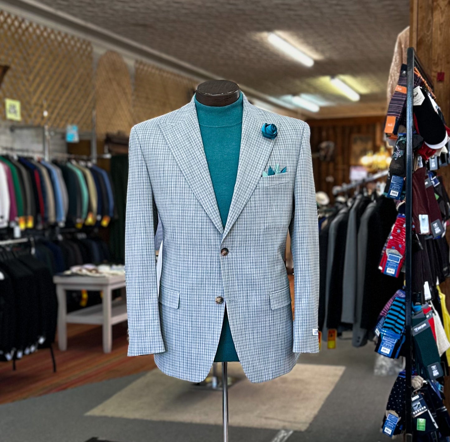 Checker Plaid Suit - Grey & Silver