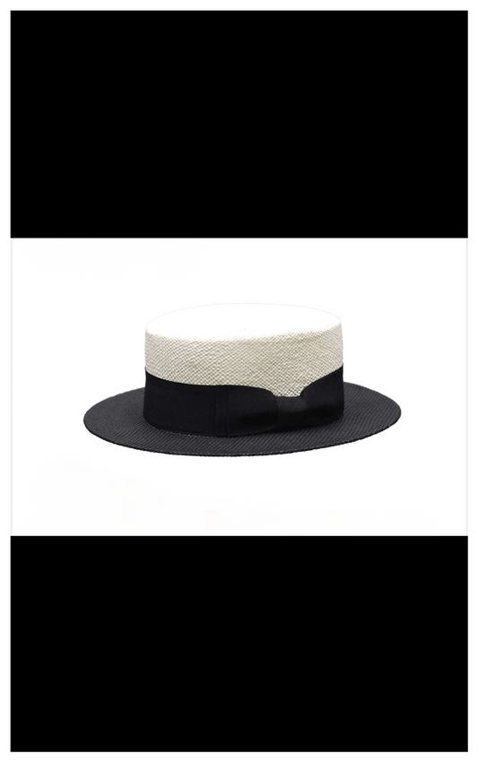 2 Tone Boater - Black/White
