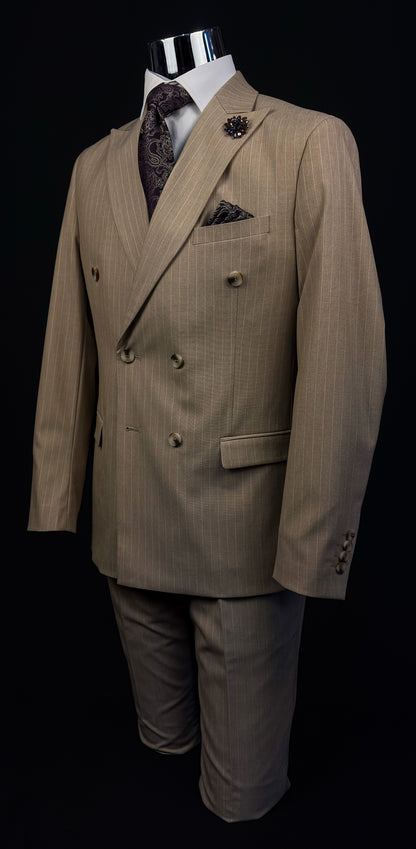 Pinstripe Double Breast - Khaki