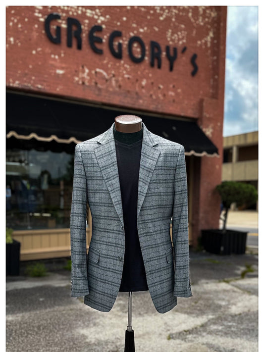 Grey w/ Black Plaid Sport Coat