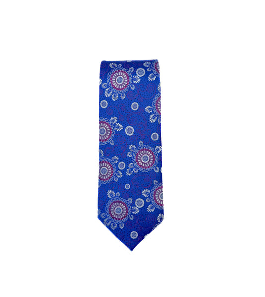 Floral Neck Tie - Royal / Fuchsia
