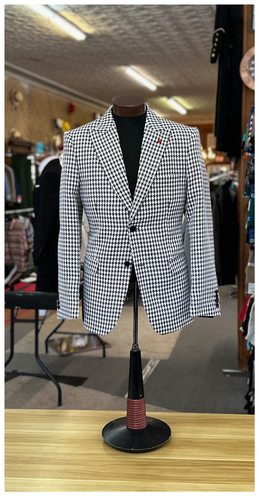 Houndstooth Blazer - Black