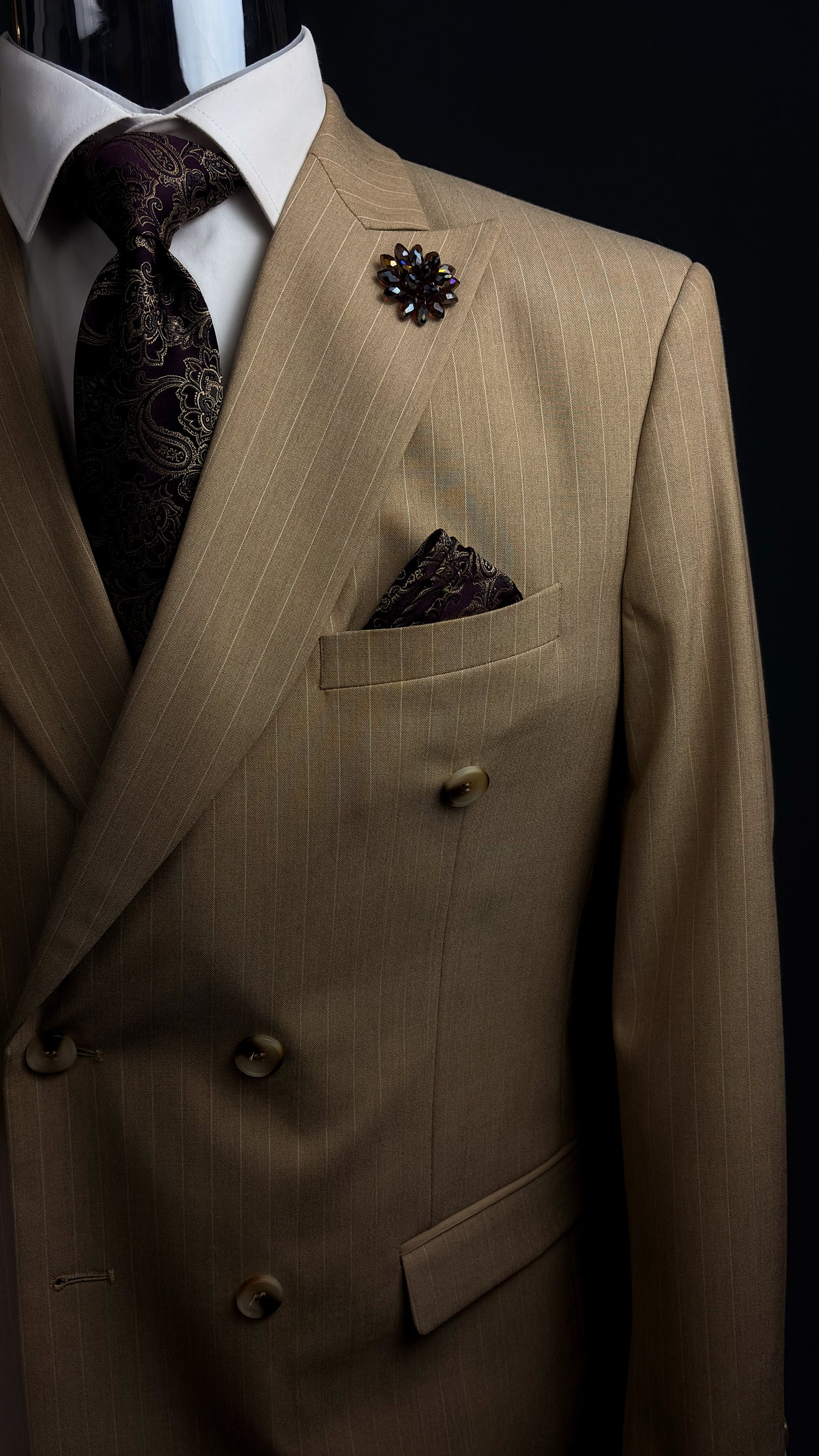 Pinstripe Double Breast - Khaki