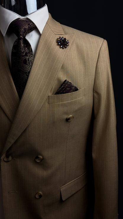 Pinstripe Double Breast - Khaki