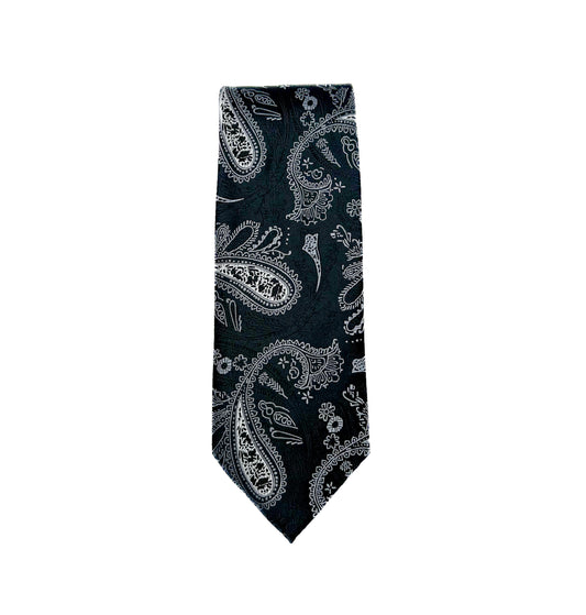 Paisley Neck Tie - Black/Grey/White