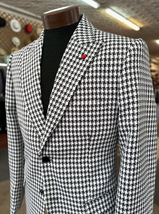 Houndstooth Blazer - Black