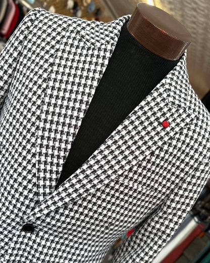 Houndstooth Blazer - Black