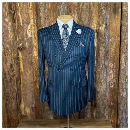 Double Breasted Suit - Navy Blue Pinstripe