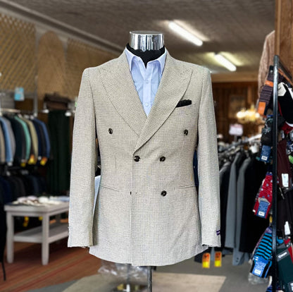 Canuti Houndstooth DB Suit -  Beige/Gold