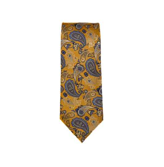 Paisley Neck Tie - Gold/Navy Blue/Light Blue