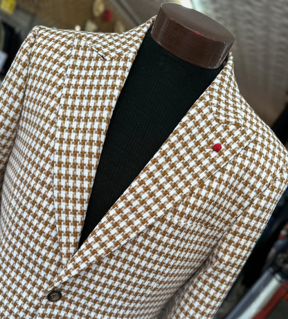 Houndstooth Blazer - Tan