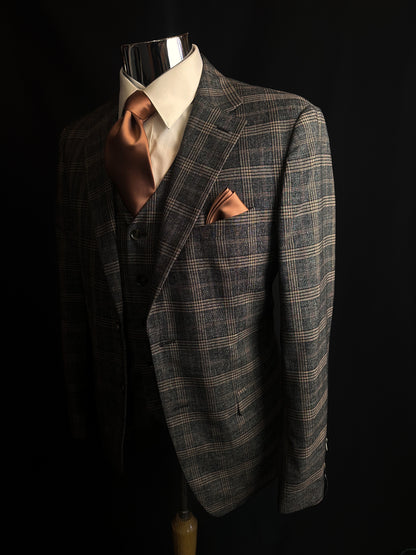 Plaid 3 Piece Suit - Charcoal/Brown