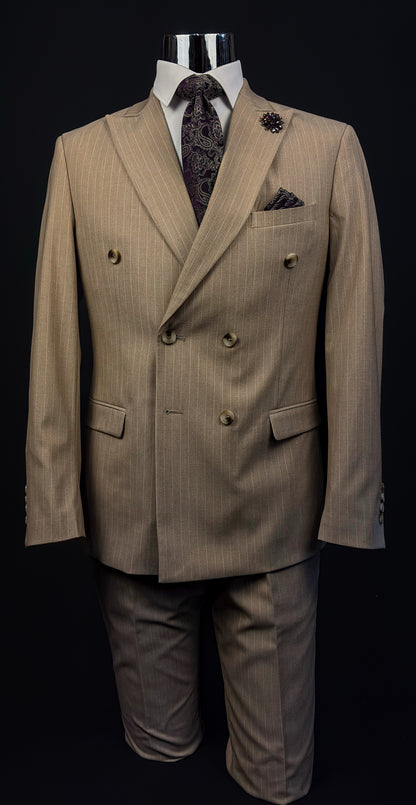 Pinstripe Double Breast - Khaki